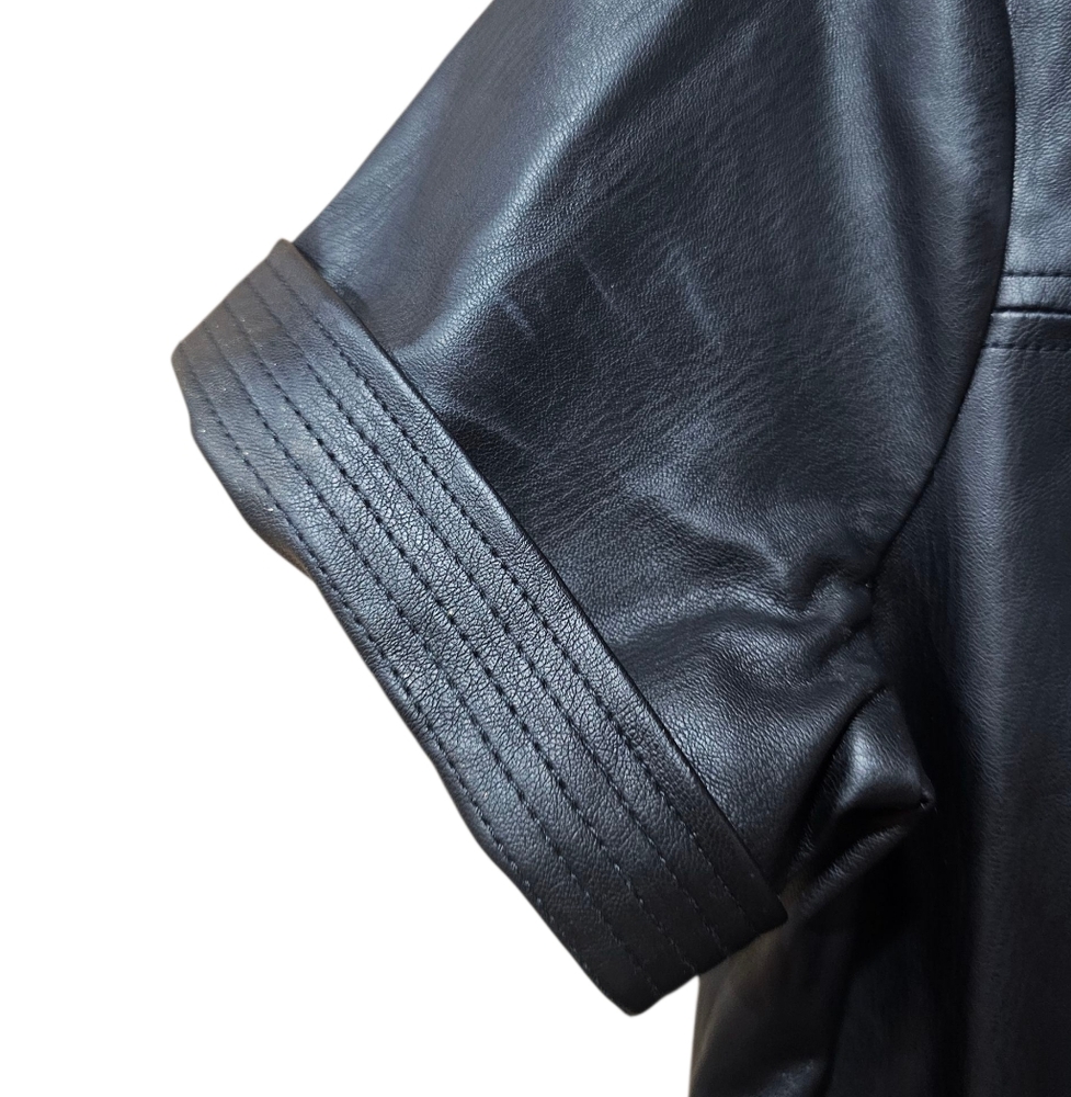 Anthropologie Black Faux Leather‎ Dress Size 8 - Picture 3 of 7